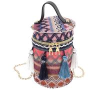 IMIKEYA 1Pc Ethnic Tassel Handbag Cylinder Shaped Shoulder Crossbody Bag Versatile Storage for Essentials for Daily Use Stylish Accessory for Any Outfit