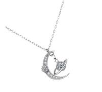 IMIKEYA 1Pc Silver Star Moon Pendant Necklace with Clavicle Chain Elegant Neck Accessory for Special Occasions for Birthdays and Valentine's Day