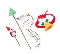 IMIKEYA 1Set Interactive Christmas Cat Teaser Set Chewing Stick Knitted Bell Collar Adorable Holiday Design for Self Play Health for Festive Fun
