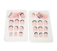 IMIKEYA 2 Boxes Star Charms Press on Nails Set Short French Tip False Nail Kit with Glossy Black and White Tips for Women Party Manicure