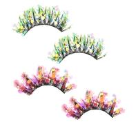 IMIKEYA 2 Pairs 3d Dramatic Sparkle False Eyelashes with Glitter Sequins and Rhinestones, Lightweight Artificial Fiber Lashes for Stage and Special Events Makeup