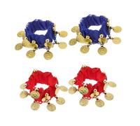 IMIKEYA 2 Pairs Belly Dance Arm Bands with Bells Red Royal Blue Sequins Bracelets for Non-slip Indian Dance Accessories with Rhythmic Sound Lightweight Costume for Stage Performances