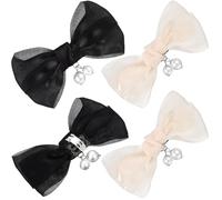 IMIKEYA 2 Pairs Bow Shoe Clips for Pumps with Faux Pearls, Alloy and Gauze Material, Glamorous Stylish Classic Design, Detachable Shoe Bowknots Accessories for Wedding and Daily Life
