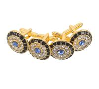 IMIKEYA 2 Pairs Men Cufflinks with Crystal Evil Eye Design, Alloy and Rhinestone Material, Polished round Studs for French Cuff Shirts, for Weddings and Formal Gatherings