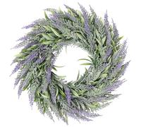 IMIKEYA 2 Pcs Lavender Wreath Purple Wreaths for Front Door Outdoor Floral Wreath Decorations Holiday Wreath Green Leaf Wreath with Lavender Garland Lavender Pendant Plastic