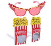 IMIKEYA 2 Pcs Lightweight Funny Party Glasses Hot Dog and Popcorn Cartoon Masquerade Eyewear for Carnival Halloween Weddings and Festive Celebrations
