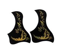 IMIKEYA 2 Pcs Self-Adhesive Guitar Pickguard Stickers, Golden Bird-Shaped Decorative Anti-Scratch Plastic Decals for 40-41 Inch Acoustic Guitar