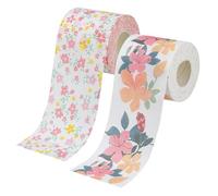 IMIKEYA 2 Rolls Printed Toilet Paper with Floral Pattern, Commercial Standard Tissue Roll Paper for Home and Office, Soft Embossed Bathroom Toilet Tissue Napkins