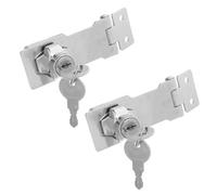 IMIKEYA 2 Set Stainless Steel Keyed Hasp Locks Theft Heavy Duty Foldable Latch with Unique Key Access Thickened Security Padlock for Cabinets Sheds Toolboxes and Gates
