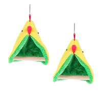 IMIKEYA 2 Sets Green Birds Nest Bird Hammock and Other Small Pets Comfortable and Warm Triangle Wooden and Cotton Shelter for Indoor Cage Use
