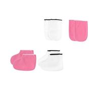 IMIKEYA 2 Sets Paraffin Wax Bath Gloves and Foot Covers for Dead Skin Removal, Hand and Foot Spa Care Mitts, White and Pink Paraffin Wax Therapy Booties for Moisturizing and Exfoliating