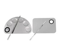 IMIKEYA 2 Sets Stainless Steel Makeup Mixing Pallets 15X10Cm Rectangular 15.6X10Cm Semi-Circular with 5 Wells, Nail Art Tools Set for Cosmetic and Paint Mixing, Professional Makeup