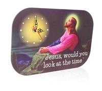 IMIKEYA 2024 Home Decoration Jesus Would You Look at The Time Clock Novelty Wall Clock Jesus s Cross Religious Prayer Christian Christ Word Copper