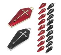 IMIKEYA 20pcs Dripping Oil Alloy Cross Charms Pendants for DIY Jewelry Making Durable Coffin Dangle Beads for Halloween Party Accessories Christmas Theme Craft Supplies