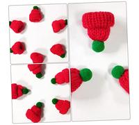 IMIKEYA 20pcs Mini Knitted Christmas Santa Hats Finger Covers Woollen Craft Accessories for Phone Case Decoration DIY Handmade Xmas Ornaments Creative Woolly Caps