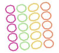 IMIKEYA 20pcs Neon Bead Bracelets Vintage Plastic Beaded Bangles for Women Lightweight Party Accessories Color Mix for Mardi Gras Festival Wristbands