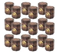 IMIKEYA 20pcs Vintage Hexagonal Wooden Candy Packaging Box with Lid and Decorative Coin Accents, Portable Pirate Party Supply with Realistic Grain Surface, Coffee Colour Treasure Chest