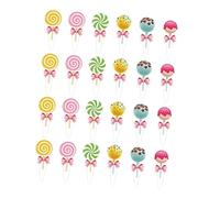 IMIKEYA 24pcs Cake Sticks Birthday Cake Toppers Candy Theme Party Supplies Candy Lollipop Cupcake Topper Oh for Cupcake Toppers Inserts Cake Decor Topper Decorations Paper