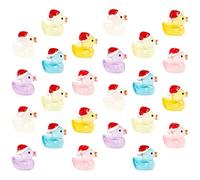IMIKEYA 24Pcs Christmas Mini Luminous Ducks: Glow in the Dark Tiny Resin Ducks Ornament Small Animal Figures for Diy Fair Garden Landscape Dollhouse Decorations