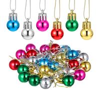 IMIKEYA 24pcs Mini Christmas Ball Ornaments: 20mm Multicoloured Xmas Tree Plastic Balls Hanging Shatterproof Tiny Baubles Pendant for Holiday Party Favor & Home Decorations