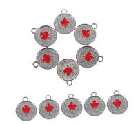 IMIKEYA 25pcs Canada Flag Charms for Bracelets DIY Jewelry Making Maple Leaf Pendant Alloy Keychain Accessories Enamel Finish Patriotic Souvenirs for Canada Day Party Favors