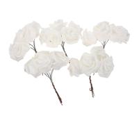 IMIKEYA 25pcs White Glitter Roses Bouquet Kit with Stem, Artificial Foam Fake Wedding Roses for Creative DIY Bouquet Flowers, Versatile Use for Event Setup and Home Party Decoration