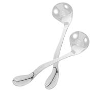 IMIKEYA 2pcs Angled Stainless Steel Eating Spoons for Elderly and Disabled, Ergonomic Bent Design with Extended Curved Handles, Ultralightweight Feeding Utensils for Eating Environments