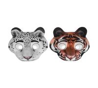 IMIKEYA 2pcs Animal Mask: Colorful Animal Costume Masks for Halloween Birthday Parties Carnival Masquerade - Cute and Realistic Tiger Snow Leopard Face Covers