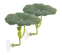 IMIKEYA 2pcs Artificial Lotus Leaf Betta Fish Resting Bed with Suction Cups, High Simulation Abs Material Comfortable Leaf Hammock for Fish Tank Spawning and Resting