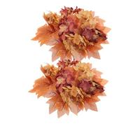 IMIKEYA 2pcs Autumn Candle Rings Wreaths with Artificial Maple Leaves and Berries for Pillars Thanksgiving Harvest Table Centerpieces Seasonal Home Decor Easy Maintenance Safe Materials