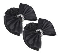 IMIKEYA 2pcs Black Bow Hairnet Clips for Women with Lightweight Metal and Fabric Material, Classic Style Hair Accessories That Will Not Hurt Hair, for Working Nurses and Many Occasions