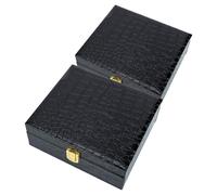 IMIKEYA 2pcs Black Cigar Storage Case with Textured Pattern and Practical Design, Made of Iron and Pu, Portable Travel Cigar Box with Handle, Modern and Retro-Designed
