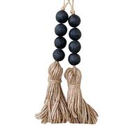 IMIKEYA 2pcs Black Wood Beads Garland with Large Tassels Wooden Bead String Rustic Farmhouse Beads Prayer Beads Door Bead Garland Hanging Decor for Door Window Decor