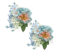 IMIKEYA 2Pcs Blue Hawaiian Flower Hair Combs Artificial Hibiscus and Plumeria Floral Clips Tropical Hair Accessories for Luau, Beach Wedding, Bridal, and Chignon Bun Styling