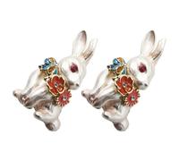 IMIKEYA 2pcs Bunny Brooch Pin Metal Lapel Pins Adorable Rabbit Shape Eye-catching Addition with Buckle Design for Jackets and Birthday Accessories