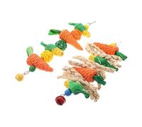 IMIKEYA 2pcs Carrot String Toy for Guinea Pig Hamster Molar Toys Pet Teeth Care Bell Natural Material for Small Pet Biting Play