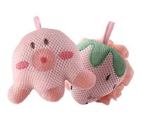 IMIKEYA 2pcs Cartoon Shower Loofah Set, Bath Sponge Body Scrubber with Pink Octopus and Pink Strawberry Design, Soft Mesh Bath Ball for Exfoliating and Skin Cleaning in Bathroom