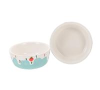 IMIKEYA 2pcs Ceramic Small Animal Food Bowls with Deep Design and Anti-splash Feature for Hamsters, Rabbits and Guinea Pigs, Sturdy Pet Feeding Bowls with Delicate Pattern, for Stress-free