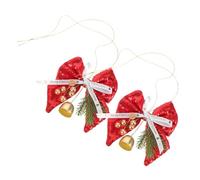 IMIKEYA 2pcs Christmas Bells with Glitter Bowknots and Metal Jingles Lightweight Hanging Xmas Tree Ornaments for Wreaths Garlands Festive Holiday Decorations