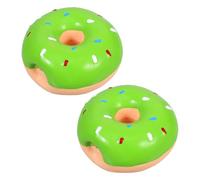 IMIKEYA 2pcs Dog Squeaky Chew Latex Donut Shape with Built Squeaker Interactive Puppy Teething for Aggressive Chewers Light Green Pet Entertainment Indoors Outdoors