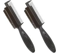 IMIKEYA 2pcs Double-sided Small Hair Brush and Comb Set for Men, Hard Bristle Smoothing Brush and Hair Cleaner for Slick Back Hairstyles, Barber Grooming Supplies in Black