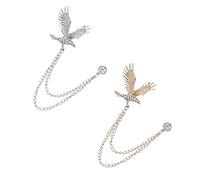 IMIKEYA 2Pcs Eagle Shape Alloy Brooches Tassel Collar Pins for Men Shirt Clothes Breastpin Fashionable Lapel Accessories for Suits Jackets Banquets and Parties