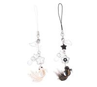 IMIKEYA 2Pcs Fish Phone Charm Lanyard Cute Lost Keychain Strap with Star Beads Durable Unique Chinese Style Decoration for Phones Bags Keys