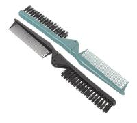 IMIKEYA 2pcs Folding Hair Comb Set for Travel and Home Use, Portable Dual-tooth Massage Hairbrush with Bristle Design for Straight and Curly Hair Styling, Includes Dark Green and Black