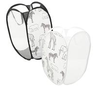 IMIKEYA 2pcs Folding Laundry Baskets with Breathable Mesh Design, Portable Nylon and Polyester Pop up Laundry Hampers for Home and Outdoor Travel, Collapsible Clothes Storage Bin