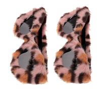 IMIKEYA 2pcs Furry Shades Plush Cat Eye Leopard Print Sunglasses for Women for Costume Parties Masquerade Events and Fun Photo Props