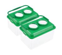 IMIKEYA 2pcs Green Observation Box with Magnifier, Portable Goldfish and Bug Catcher Feeding Container, Outdoor Science Exploration Kit