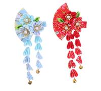IMIKEYA 2pcs Handmade Japanese Flower Hairpins Traditional Kimono Hair Accessories Elegant Geisha Hair Clips for Women Vintage Style Decorative Ornaments