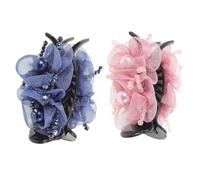 IMIKEYA 2pcs High Ponytail Claw Clips for Women Non-slip Flower Hair Accessories with Plastic Pearl Beads, Stylish Ponytail Holder Hair Clips for Wedding Party and Daily Use