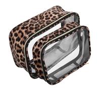 IMIKEYA 2pcs Large and Medium Waterproof Leopard Print Toiletry Bags Set, Portable Cosmetic Makeup Organizer Pouches for Women’s Travel and Business Trips